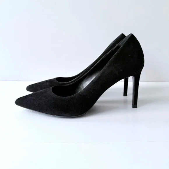 Saint Laurent Black Suede Pointed Toe High Heel Pumps 37 - Picture 6 of 16